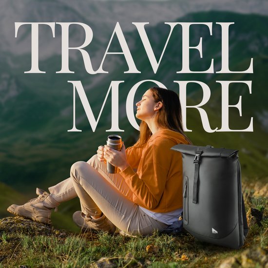 NOHRD Waterproof Rolltop Backpack Black - Rucksack Männer & Frauen - Wasserdicht - Rucksack mit Laptopfach - Wasserdichter Rucksack Laptop - Rucksäcke