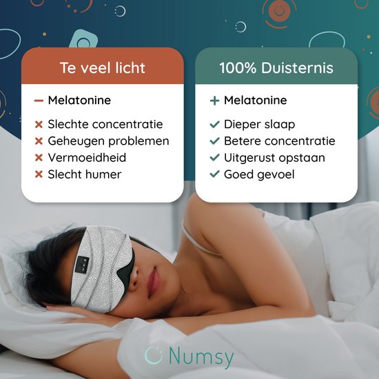 Numsy Schlafmaske Bluetooth - Schlaf Kopfhörer - Stirnband