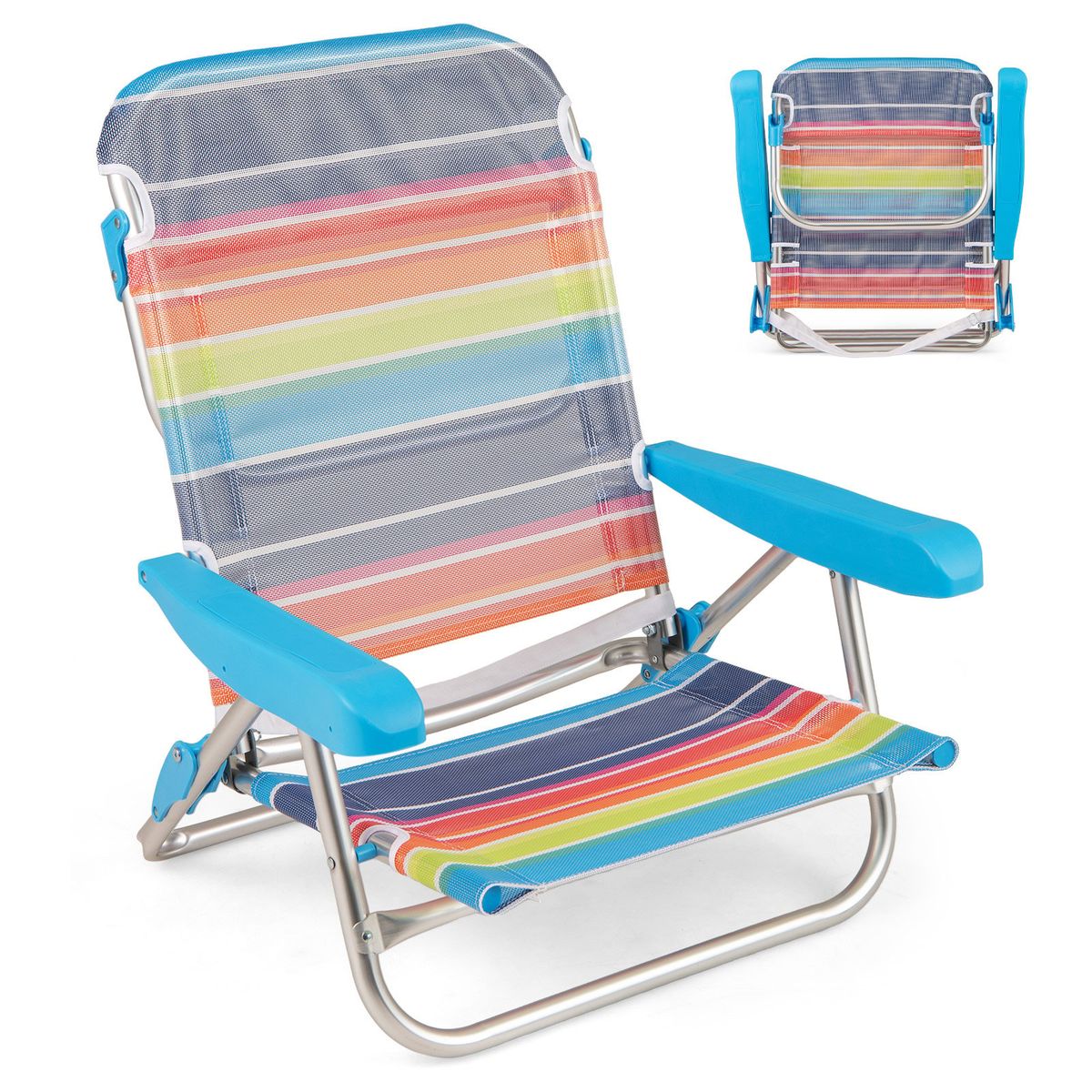 Coast Klappbare Strandstühle, 2er-Set – Verstellbare Rückenlehne – Leichte Campingstühle – 64 x 63 x 74 cm