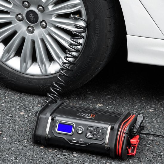 Technaxx TX-193(4999) 10A Batterieladegerät mit Kompressor - Lc Display - LED Beleuchtung - USB - Schwarz