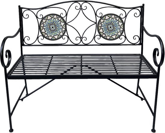 AXI Margot Mosaik-Gartenbank, mehrfarbig – Gartenbank aus Metall – 107 x 54 x 92 cm – Gartenbank für 2 Personen – Mosaik-Optik – Mit Keramikfliesen eingelegt – Für Garten, Terrasse und Balkon