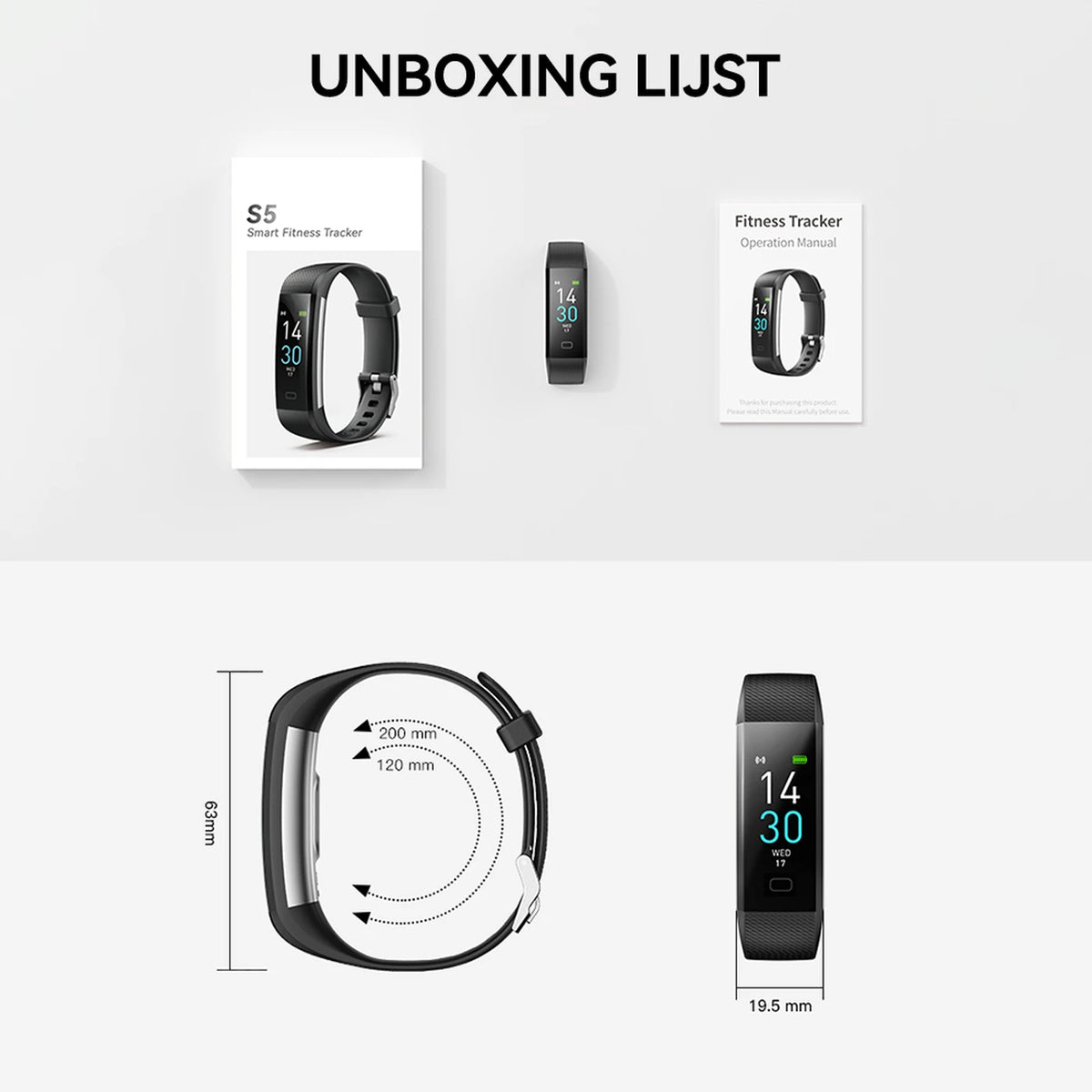 Fittek S5 Aktivitätstracker – Schwarz – 0,96" TFT, IP68, Bluetooth 5.3