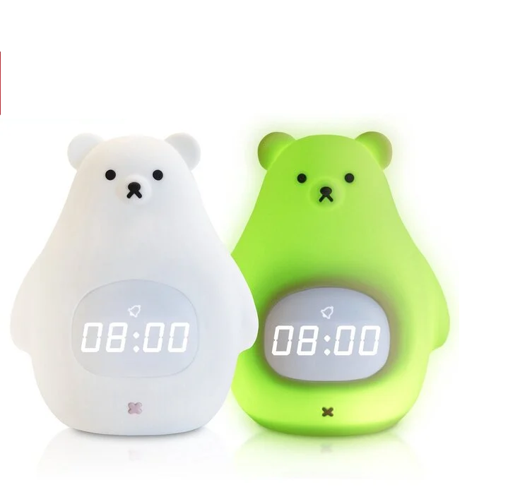 MM Brands Sleep Trainer - Kinderwecker - Nachtlicht - Uhrzeit & Temperatur - 7 Lichtfarben - Bär