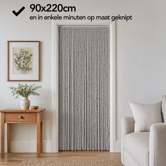 Brixy Fliegengitter – Katzenschwanz – 90 x 220 cm – 2 cm dicke Stränge – Grau