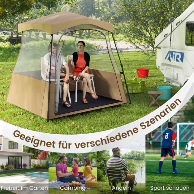 Coast Transparentes Pop-Up Sportzelt - Outdoor-Zelt 160 x 160 x 176 cm - Braun