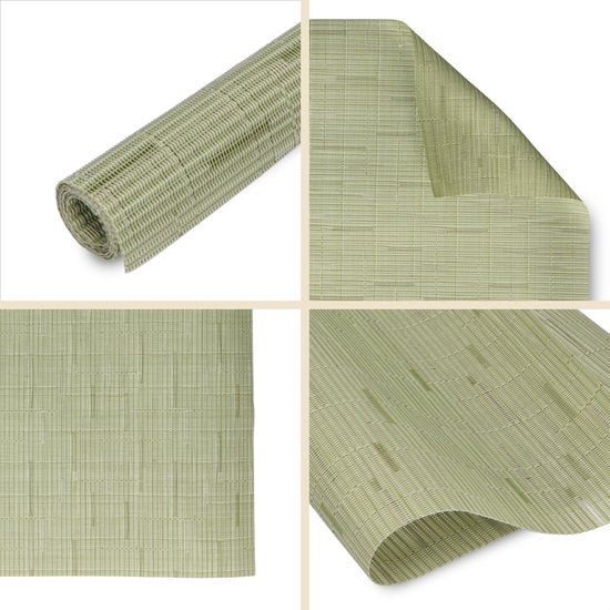 Castagnola Tischsets - Kunststoff Tischsets - Untersetzer - Tischsets Kunststoff und PVC - 6 Stück - 45 x 30 cm - Grün