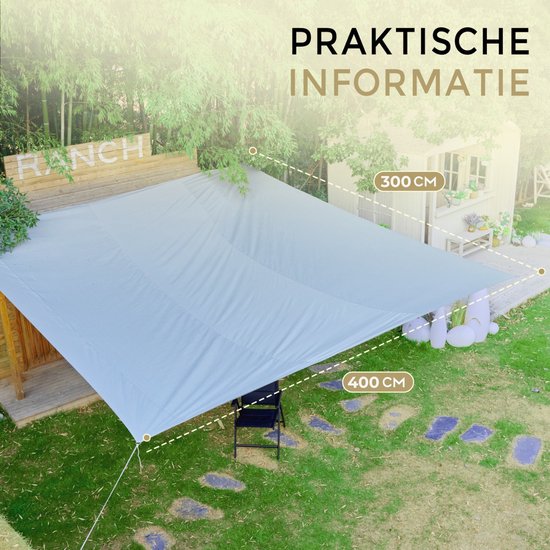 O'DADDY® Schattentuch 4x3m Rechteck - Sonnensegel - Schattierungsnetz - Markise mit Befestigungsmaterial - Wasserdicht - UV30 Sonnenschutz - Dunkelgrau