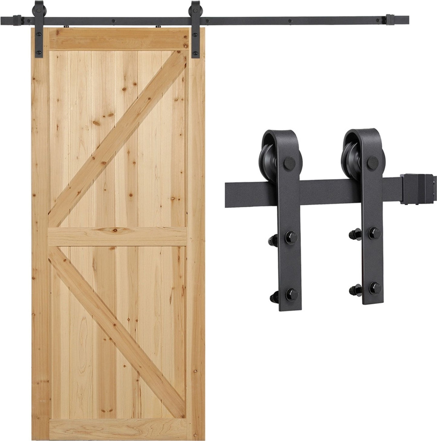 Yaheetech Schiebetür-Schienensystem - 200 cm - Schwarz - Komplette Beschläge für Holzschiebetüren bis zu 100 kg
