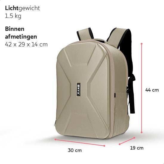 ONYX Kameratasche mit Laptop-Fach - SLR-Kamerarucksack - Spritzwassergeschützt - Drohnen - Hartschalen-Reisetasche - Beige