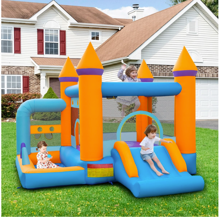 Coast - Aufblasbare Hüpfburg - 5-in-1, Rutsche, Ballpool, inkl. Ventilator - 337 x 325 x 265 cm - Oxford/PVC - Mehrfarbig