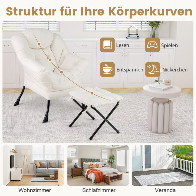 Coast Sessel - PP-Baumwolle - Max 150KG - Inkl. Fußstütze - 80 x 74 x 97 cm - Weiß