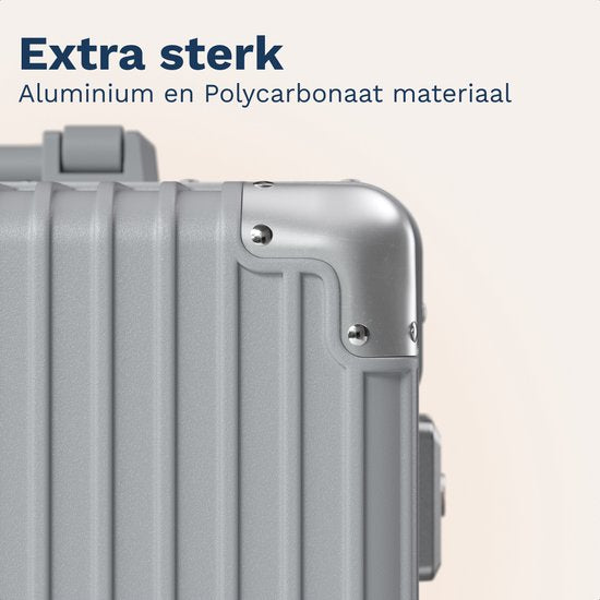 TRVLMORE Premium-Handgepäckkoffer – 54 x 35 x 22 cm – 360°-Drehrollen – Doppeltes TSA-Zahlenschloss – Polycarbonat – Ohne Reißverschluss – 40 Liter – Silber