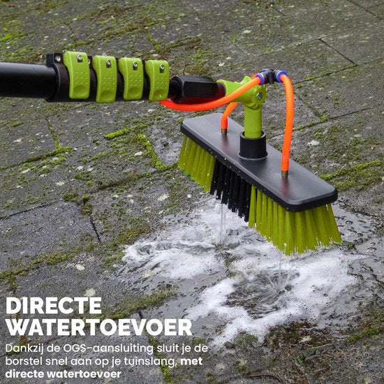 BREND BR-2237 Teleskop-Waschbürste ausziehbar bis zu 7 Meter - 5-teilige Wasserbürste mit Seifenspender - Für Fassaden, Dachziegel und Solarpaneele