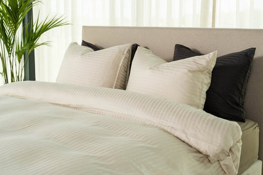 Kayori Elin Bettbezug Baumwolle Satin - 140x200-220 cm +1 Kopfkissenbezug - Einzel - Sand