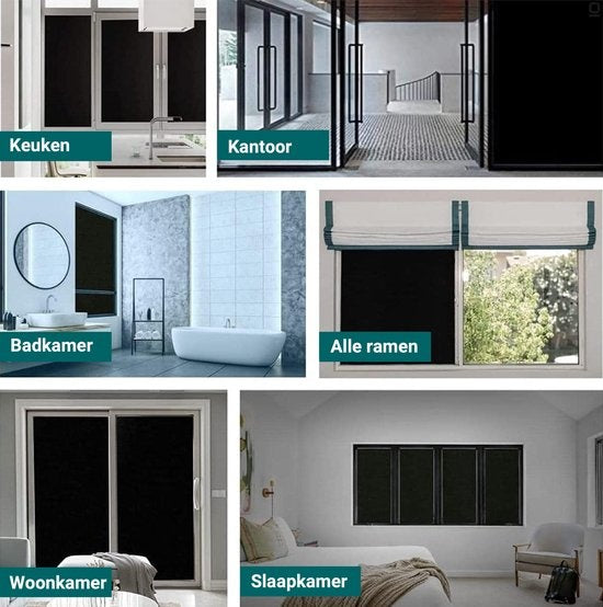 Homewell Verdunkelungstuch 45x200cm - Fensterfolie Verdunkelung - Blendschutz, Isolierung und Sonnenschutz - Wiederverwendbar - Statisch - Schwarz