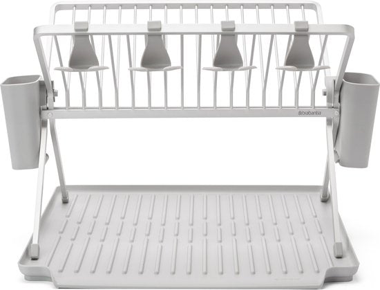 Brabantia SinkSide Abtropfgitter - klappbar - mit Besteckhalter - Mittelgrau