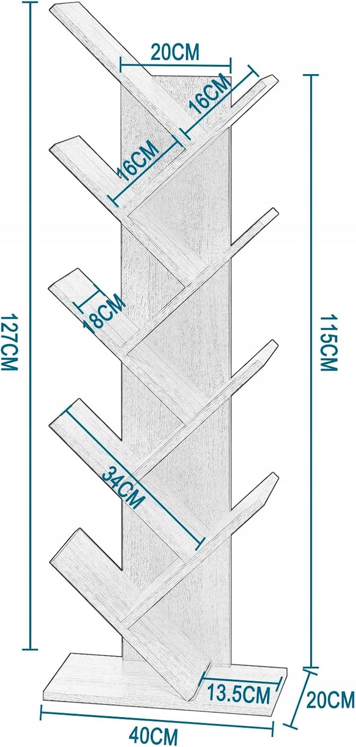 Eugad Bücherregal in Baumform – Helle Eiche – 40 x 127 x 20 cm