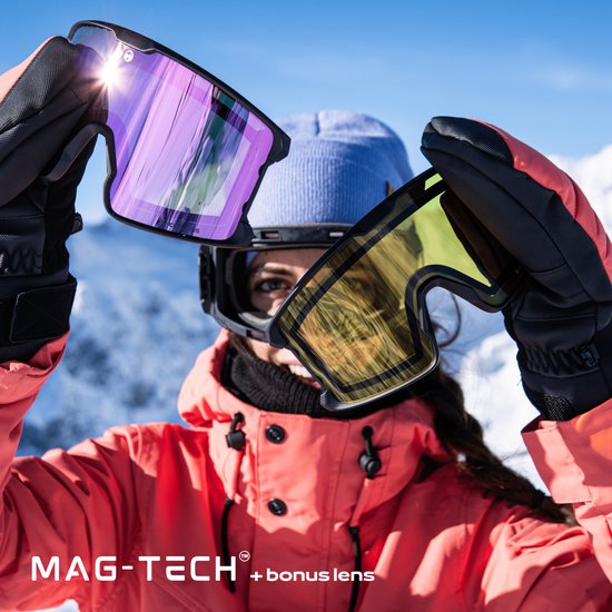 MowMow LOCAL Skibrille Männer L/XL + Extra Scheibe - Magnetisch - Bio-Frame - R-Strap - UV400
