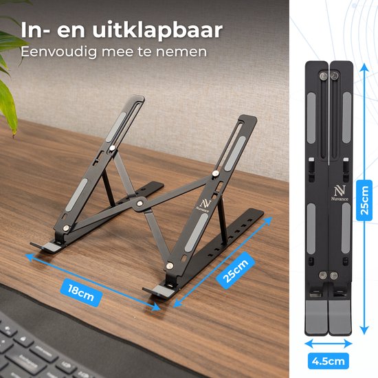 Nuvance Laptop-Ständer – Laptop-Ständer – Verstellbar – bis 17 Zoll – Tablet-Ständer – Laptop-Halterung – Erhöhung