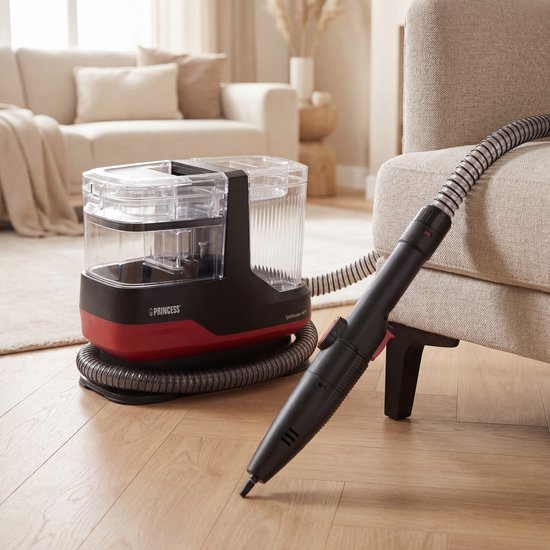 Princess Dampf-Fleckenentferner – Teppichreiniger – Möbelreiniger – inkl. 3 Aufsätze – 1100 ml – Leistungsstarker Staub- und Fleckenentferner – Geeignet für Sofas, Möbel und Autos – Spot Master Plus Hot 332023