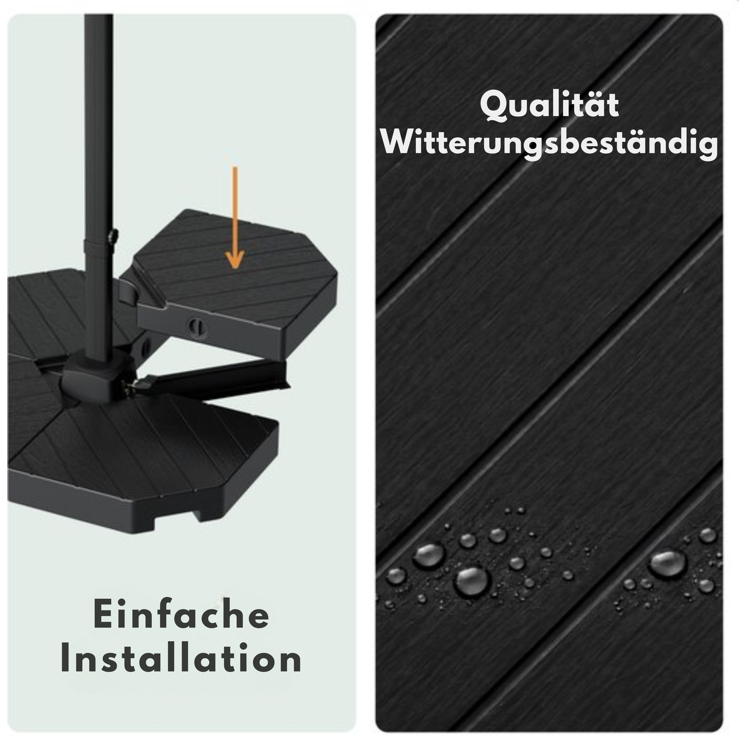 Lifegoods Sonnenschirmfliesen - 4er Set - 50x50x11 cm - Befüllbar bis 145 kg - Dunkelgrau/Schwar