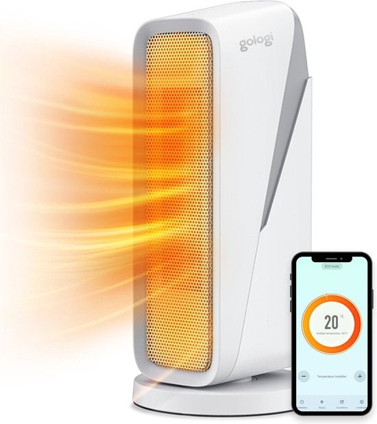 Gologi Heizlüfter mit Thermostat - Heizgerät - Funktioniert mit App und Touch Controls - 1500W