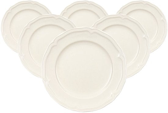 Villeroy & Boch Manoir Frühstücksteller 20,7 cm – 6er-Set – Weißes Porzellan