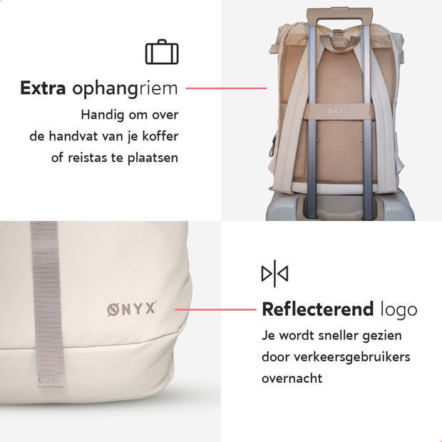 ONYX Rolltop Rucksack 25 bis 40L - Mit Laptopfach - Verstellbarer Rucksack - Reisetasche - Wasserdicht und strapazierfähig - Sand