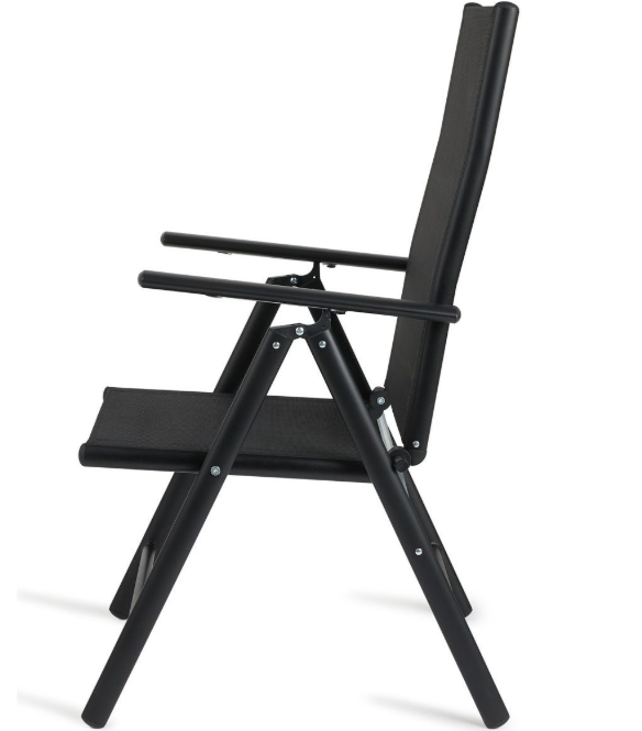Lifa Garden 2er-Set Aluminium-Gartenstühle - Verstellbar - max 120 kg - 69 x 56 x 106 cm - Schwarz