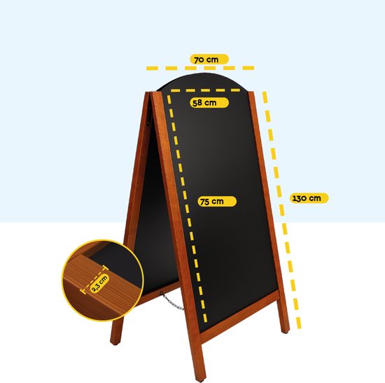 BRASQ Chalkboard Elegance Mahagoni - 70x130 CM - Chalkboard - Werbeschild - Bürgersteigschild - Doppelseitig - für Innen und Außen - Gastgewerbe