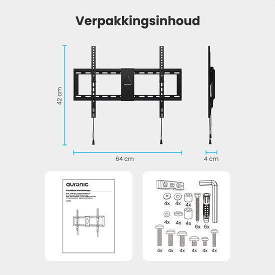 Auronic TV-Halterung - TV-Wandhalterung - neigbar - 37 bis 82 Zoll - bis zu 60 kg - Schwarz