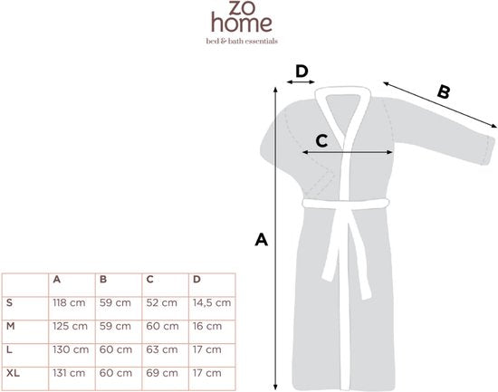 Zohome Bademantel Cara - Bademantel für Damen und Herren - L - Morgenmantel - Geeignet für die Sauna - Braun