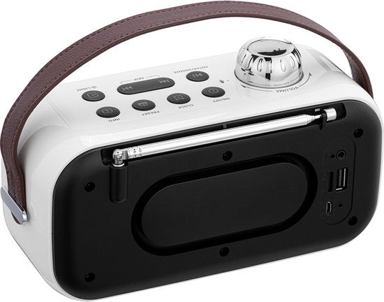 Vlectro - Retro DAB+ Radio mit Bluetooth - Kompaktes Design - 12h Akkulaufzeit - Wecker inklusive