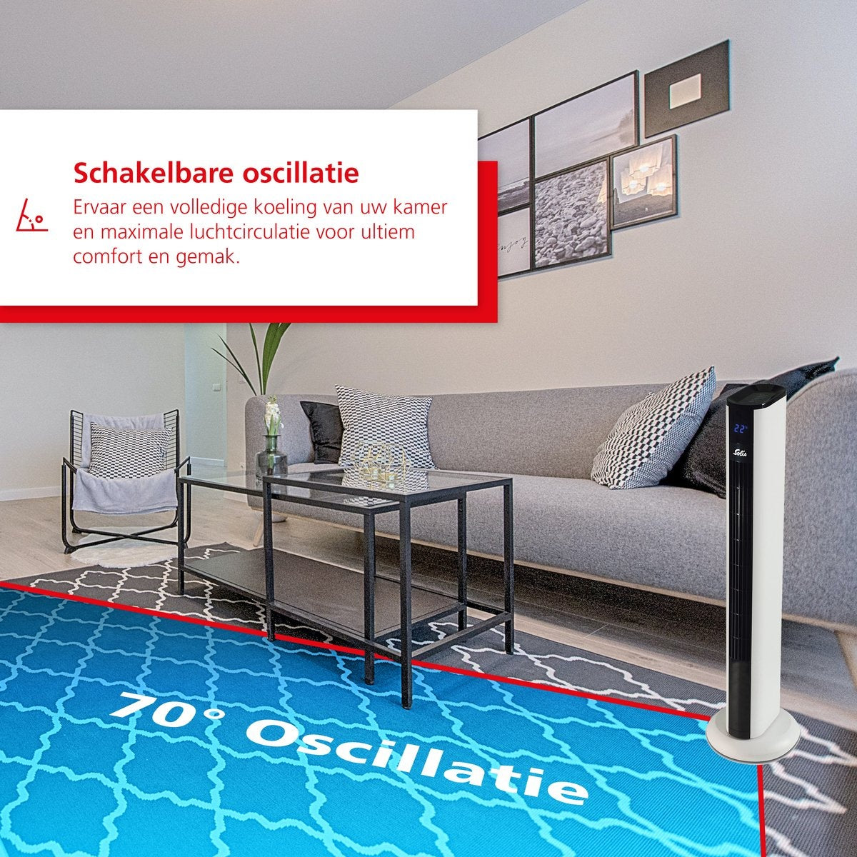 Solis Easy Breezy 757 Turmventilator - Ferngesteuerter Standventilator - Timerfunktion - 44,8 dB - 91 cm hoch - Weiß