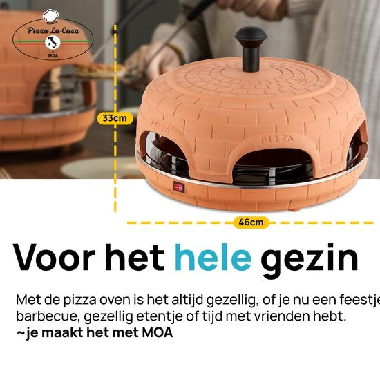 MOA Pizzaofen - Pizza La Casa - 6 Personen - Backblech aus Edelstahl - Terracotta - P06