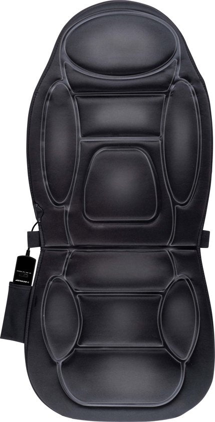 Dunlop Massagesitz Auto mit Heizfunktion - 108 x 48 CM - 4 Massagemotoren und 1 Heizelement - Anschluss an Zigarettenanzünder Auto - Fernbedienung mit 13 Stufen - Schwarz
