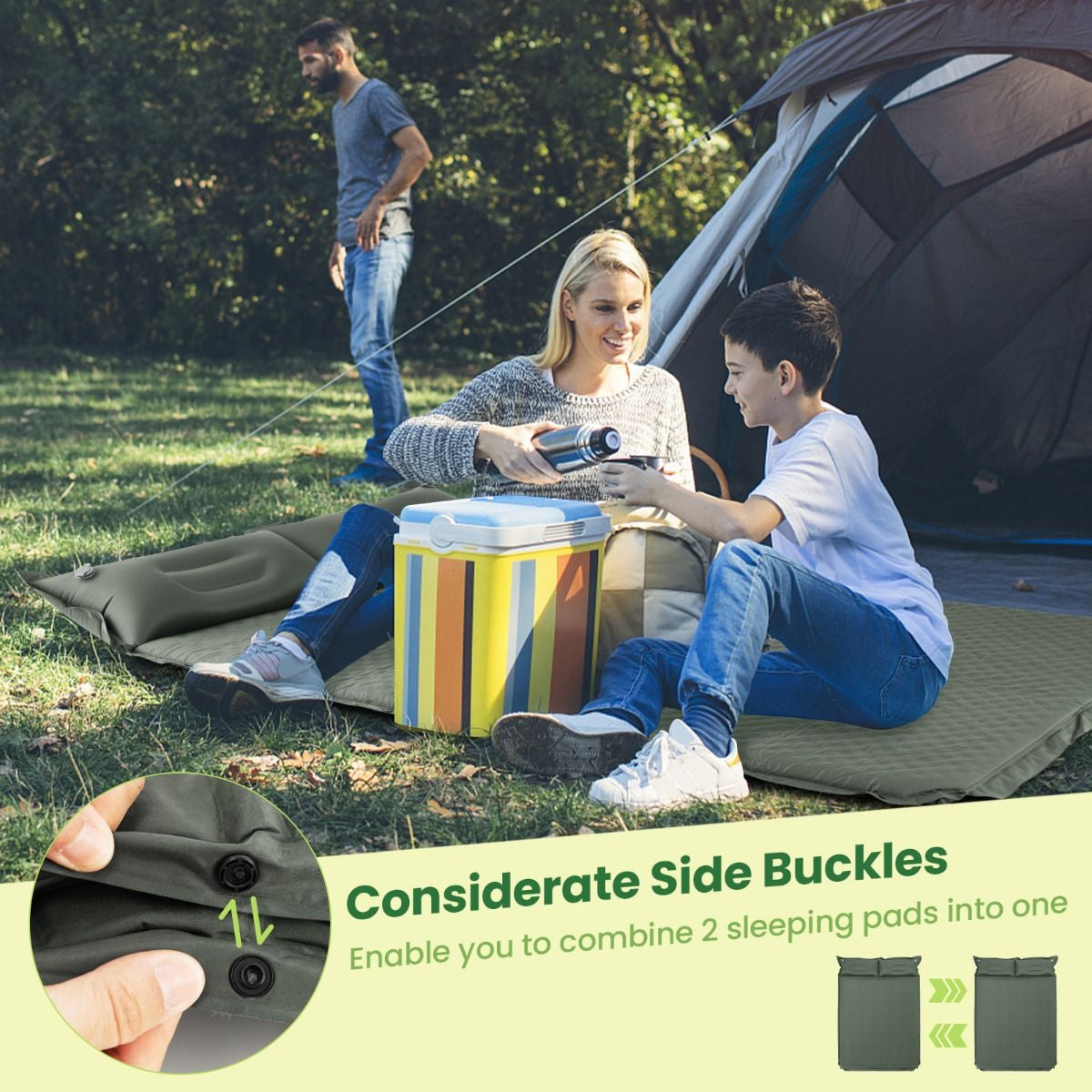 Coast Campingmatte 2-Personen - Selbstaufblasend - Wasserdicht - 187 x 69 x 4 cm - Grün