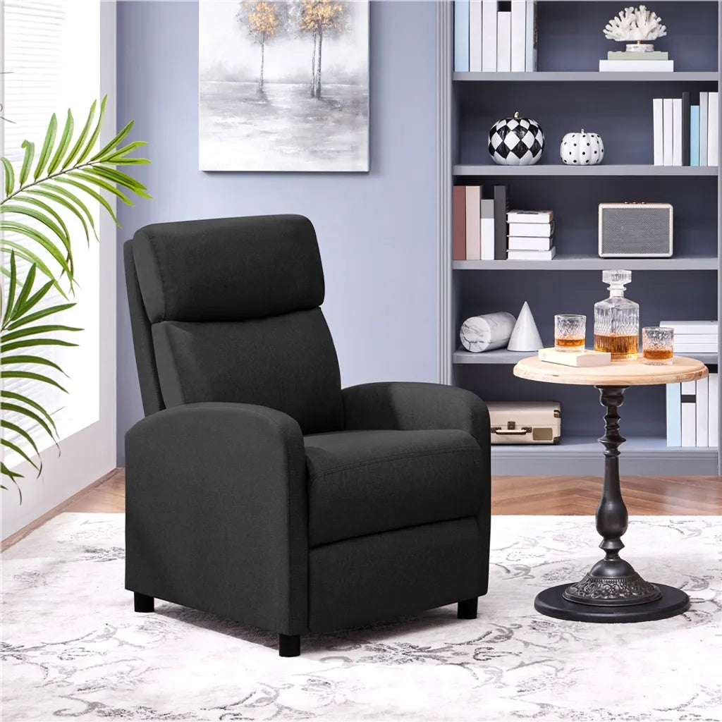 Yaheetech Relaxsessel – Schwarz – 87 x 61,5 x 99 cm – Verstellbarer Liegesessel mit Fußstütze