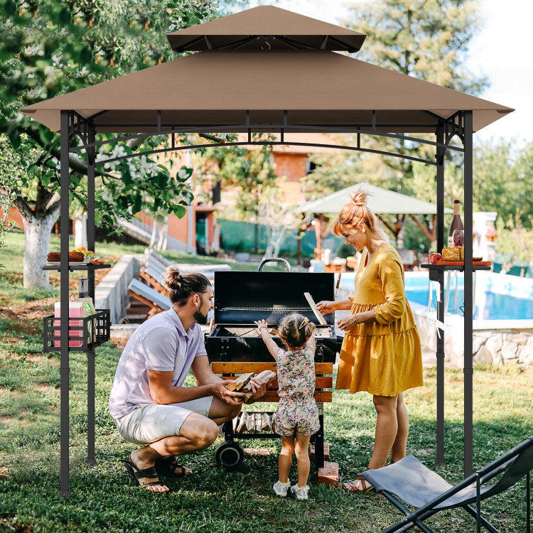 Coast 242 x 153 cm Brauner Grill-Gazebo mit 2 Beistelltischen und 10 Haken
