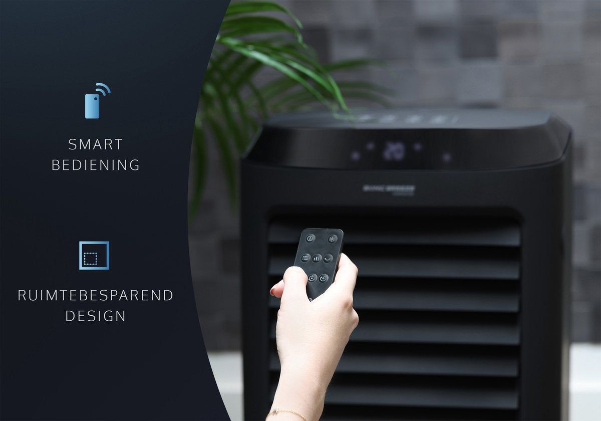 JAP Appliances - 4in1 Klimagerät - mit Wasser - Fernbedienung und Timer - Oszillierender Luftbefeuchter - Schwarz