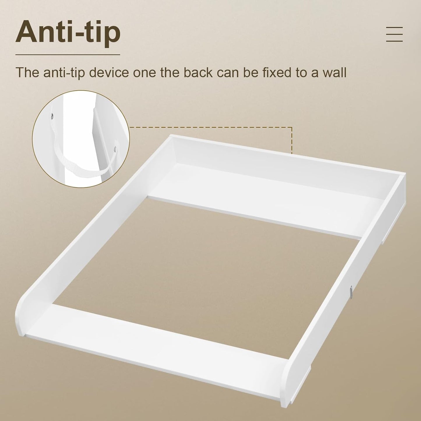 WOLTU WT007 Wickeltisch für Kommode - weißes MDF - verstellbare Tiefe 46,5 bis 50 cm