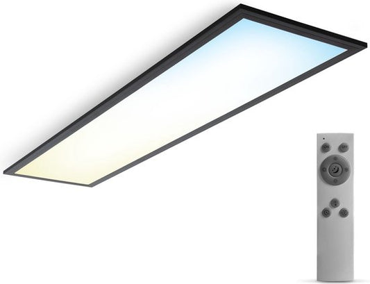 B.K.Licht – Dimmbare Deckenleuchte – LED-Panel schwarz – 25 x 100 cm – mit Fernbedienung – ultraflache Deckenleuchte – CCT – 3.000 bis 6.500 Kelvin – 2.200 lm – 24 W