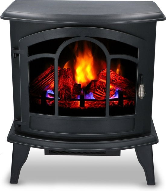 Alpina Electric Vicenza - Atmosphärischer Kamin - Fernbedienung und Timer - LED Flammen - 2000W - Schwarz - Mit Heizung