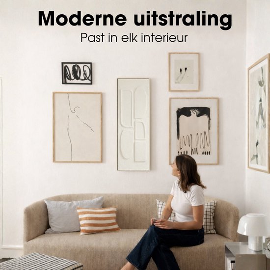 Mica Decorations Wanddekoration – Wandpaneel mit abstrakter Kunst, 90 x 30 x 3 cm – Wohnaccessoire für Wohnzimmer oder Schlafzimmer – Off-White