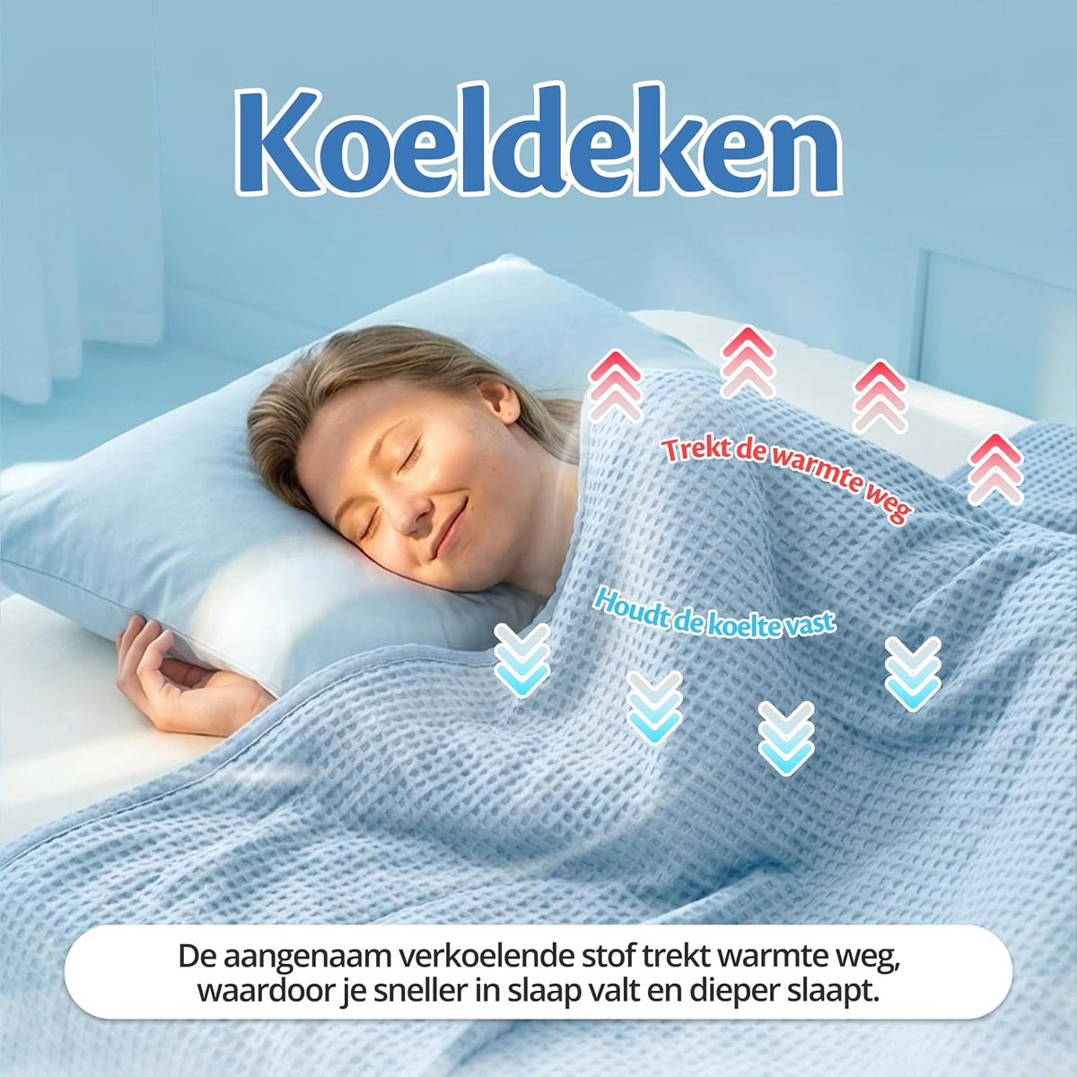 ELLA Kühldecke aus Tencel – 135 x 200 cm – Atmungsaktive Sommerdecke – OEKO-TEX – Himmelblau
