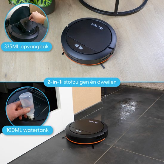 Ølven Staubsaugerroboter mit Wischfunktion - App - Ladestation - Geeignet für Haustiere - Wischroboter