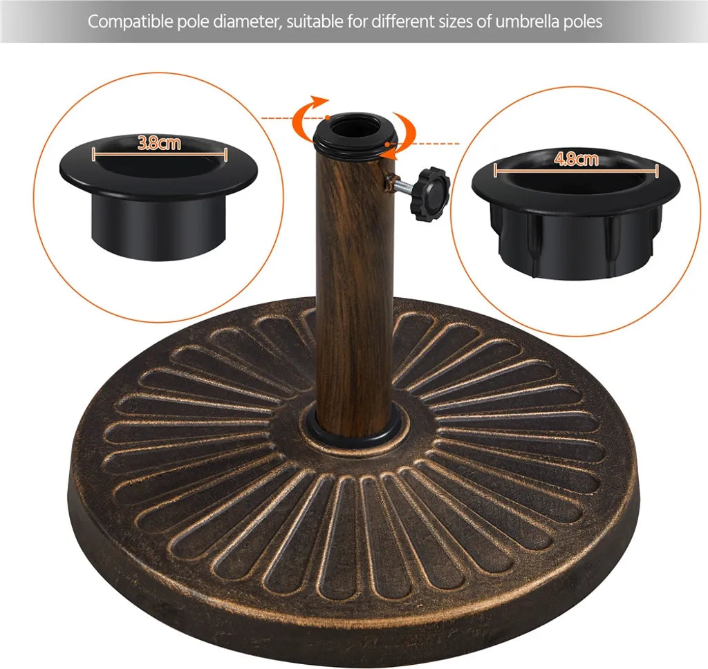 Yaheetech Sonnenschirmständer 10 kg, Ø 46 cm – Bronze – Runder Sonnenschirmständer für Sonnenschirmstangen mit Ø 38/48 mm