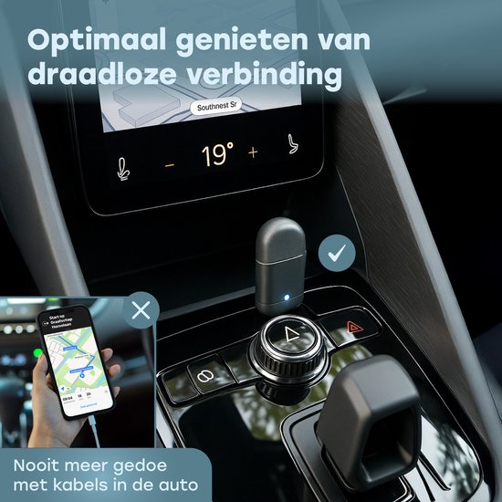 Audyn CarPlay Dongle - USB & USB-C - Geeignet für Android Auto & Carplay - CarPlay Wireless - Auto-Dongle - Drahtlos