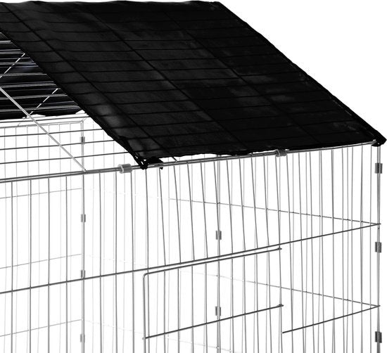 tectake - Kaninchenstall mit Sonnenschirm schwarz- 402421