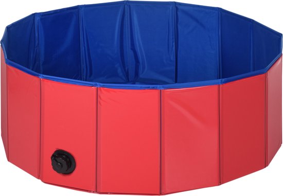 Tierpool - Ø80x30cm - Hundepool - Tierplanschbecken - Rot/Blau